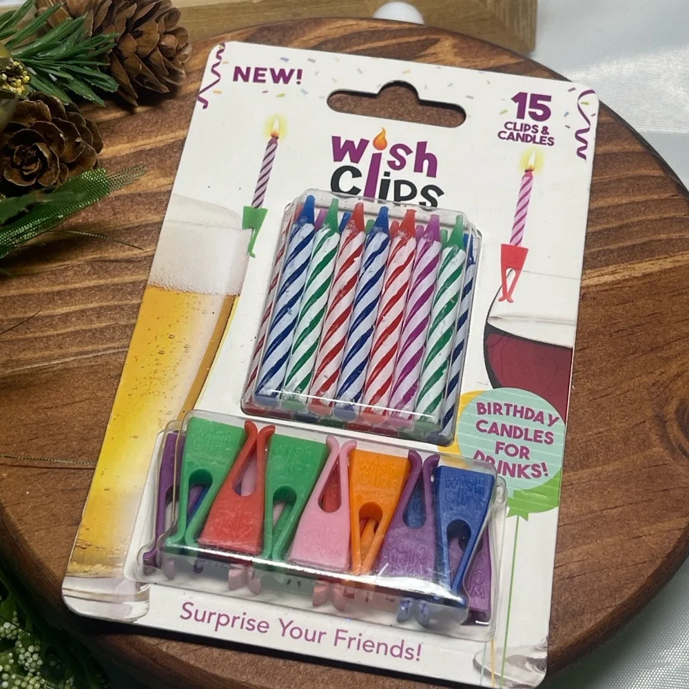 🎉 Wish Clips – Birthday Candle Drink Clips – 15 Pack 🎉